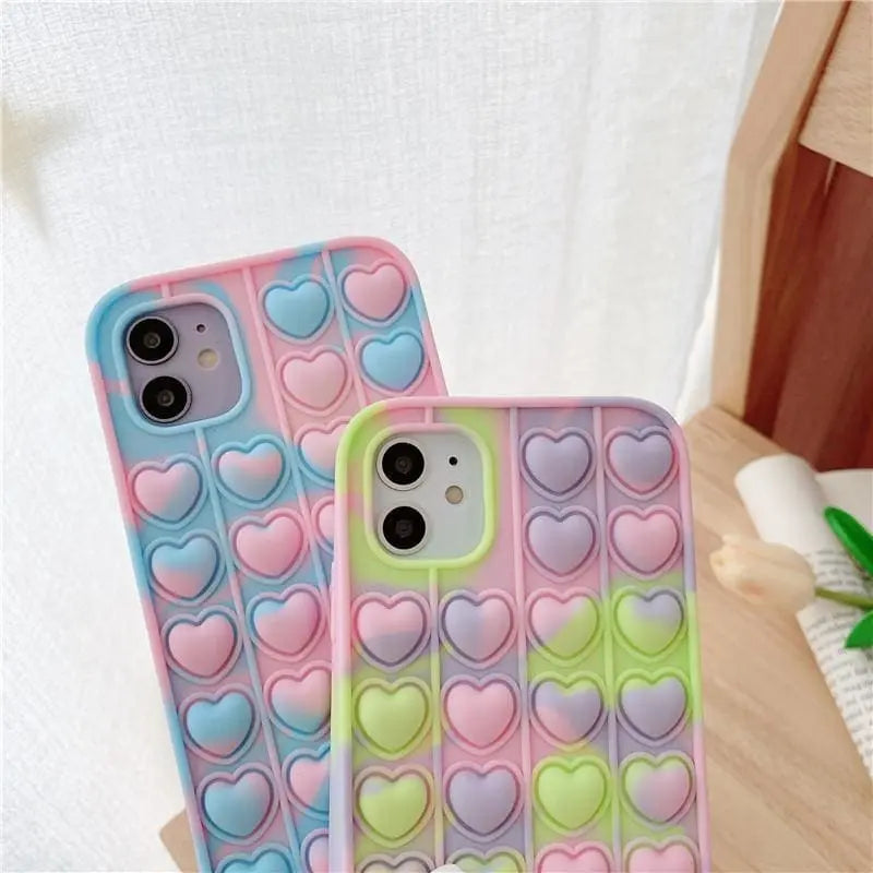 Cute Pastel Love Hearts Phone Case for iphone7/7plus/8/8P/X/XS/XR/XS Max/11/11 pro/11 pro