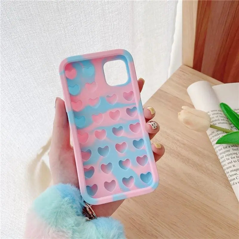 Cute Pastel Love Hearts Phone Case for iphone7/7plus/8/8P/X/XS/XR/XS Max/11/11 pro/11 pro