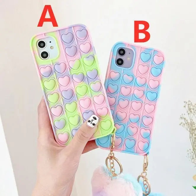 Cute Pastel Love Hearts Phone Case for iphone7/7plus/8/8P/X/XS/XR/XS Max/11/11 pro/11 pro