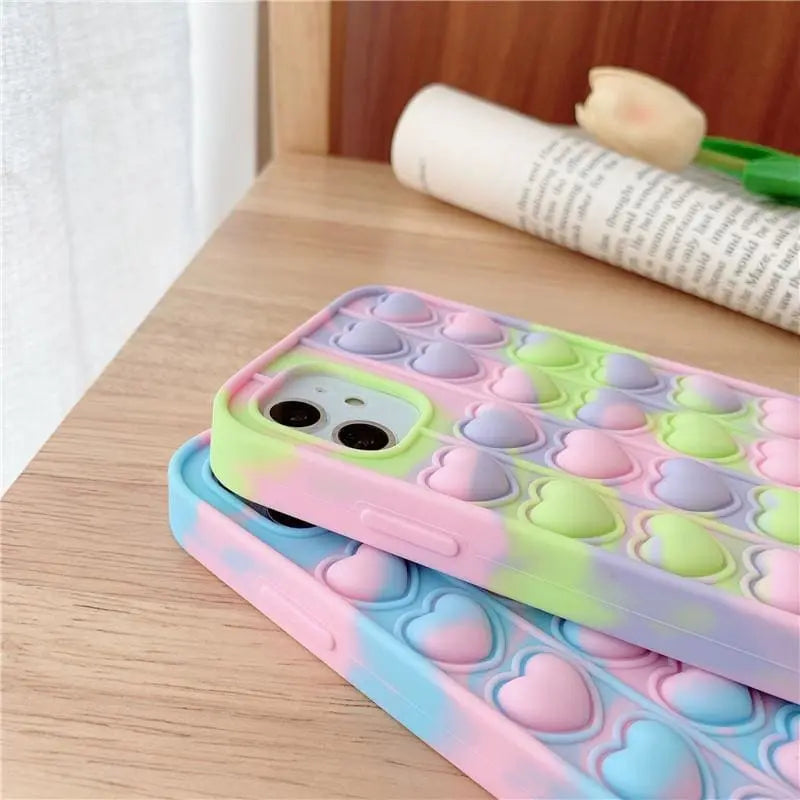 Cute Pastel Love Hearts Phone Case for iphone7/7plus/8/8P/X/XS/XR/XS Max/11/11 pro/11 pro