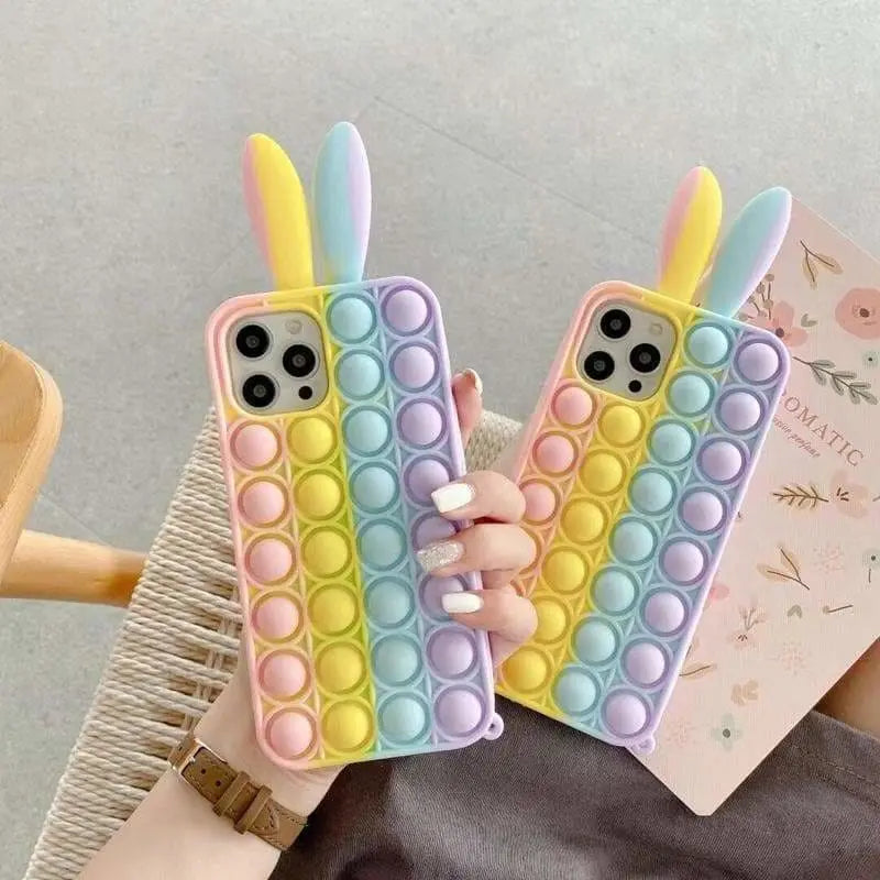 Cute Pastel Rabbit Ears Rainbow Bunny Phone Case MM1759