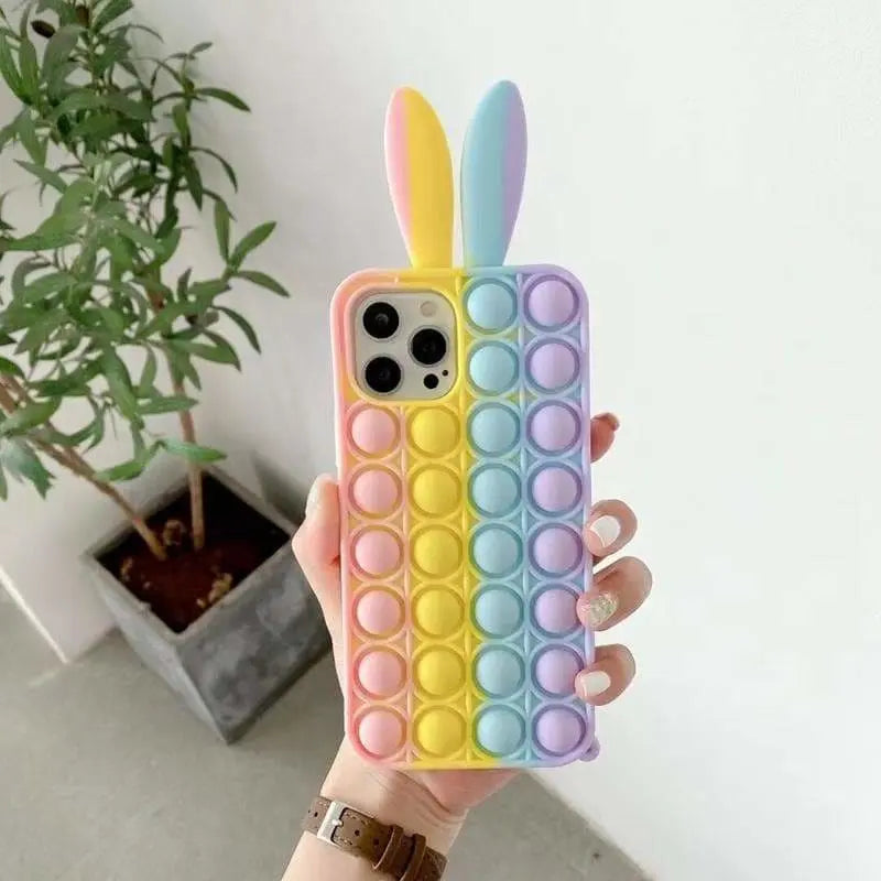 Cute Pastel Rabbit Ears Rainbow Bunny Phone Case MM1759