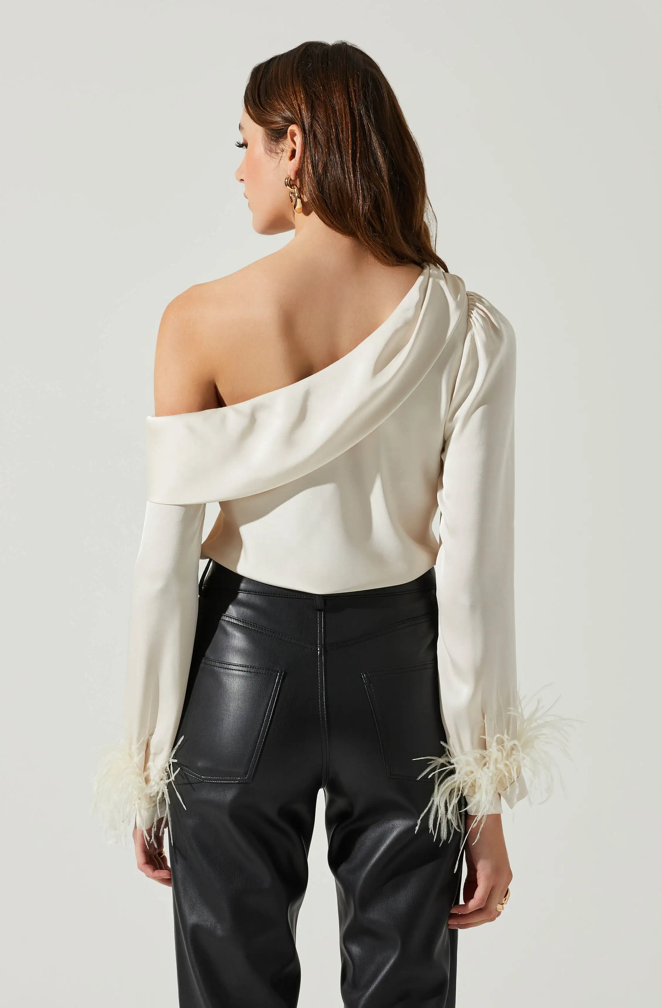 Dawn Off Shoulder Feather Trim Top