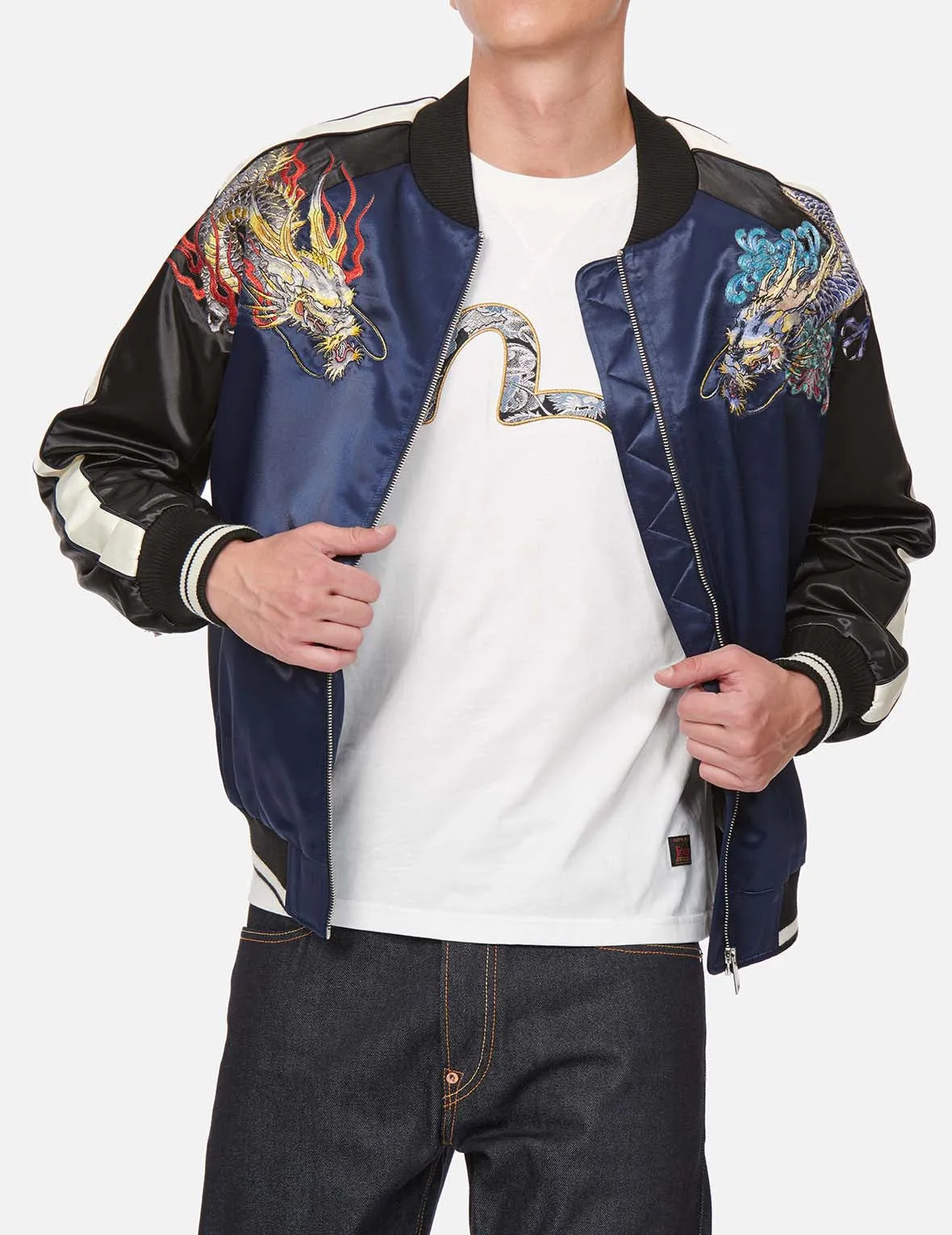 Dragon Embroidery Satin Padded Souvenir Jacket