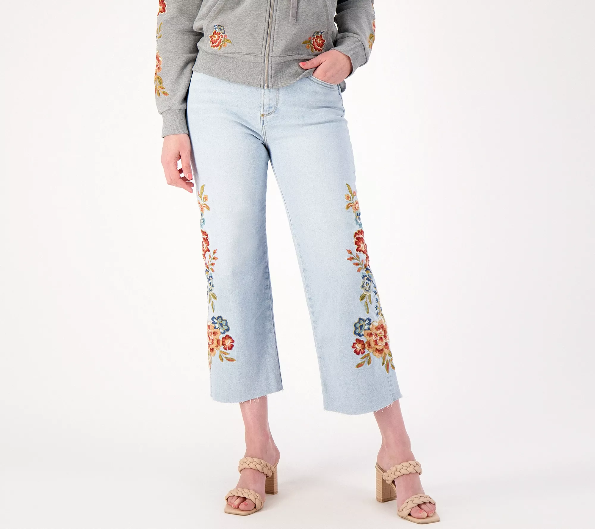 Driftwood Jeans Charlee Wide Leg Embroidered Crop- Maui