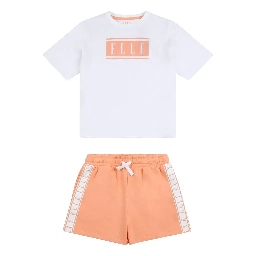 Elle Stripe Logo Tee & Short Set Junior