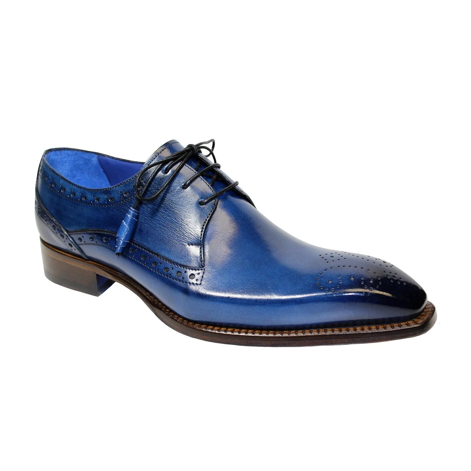 Emilio Franco Giacamo Men's Shoes Ocean Blue Calf-Skin Leather Oxfords (EF1041)