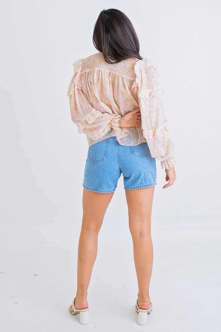 Floral Pastel Ruffle Top