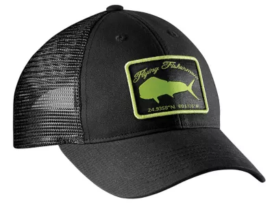 Flying Fisherman Mahi Trucker Hat, Black