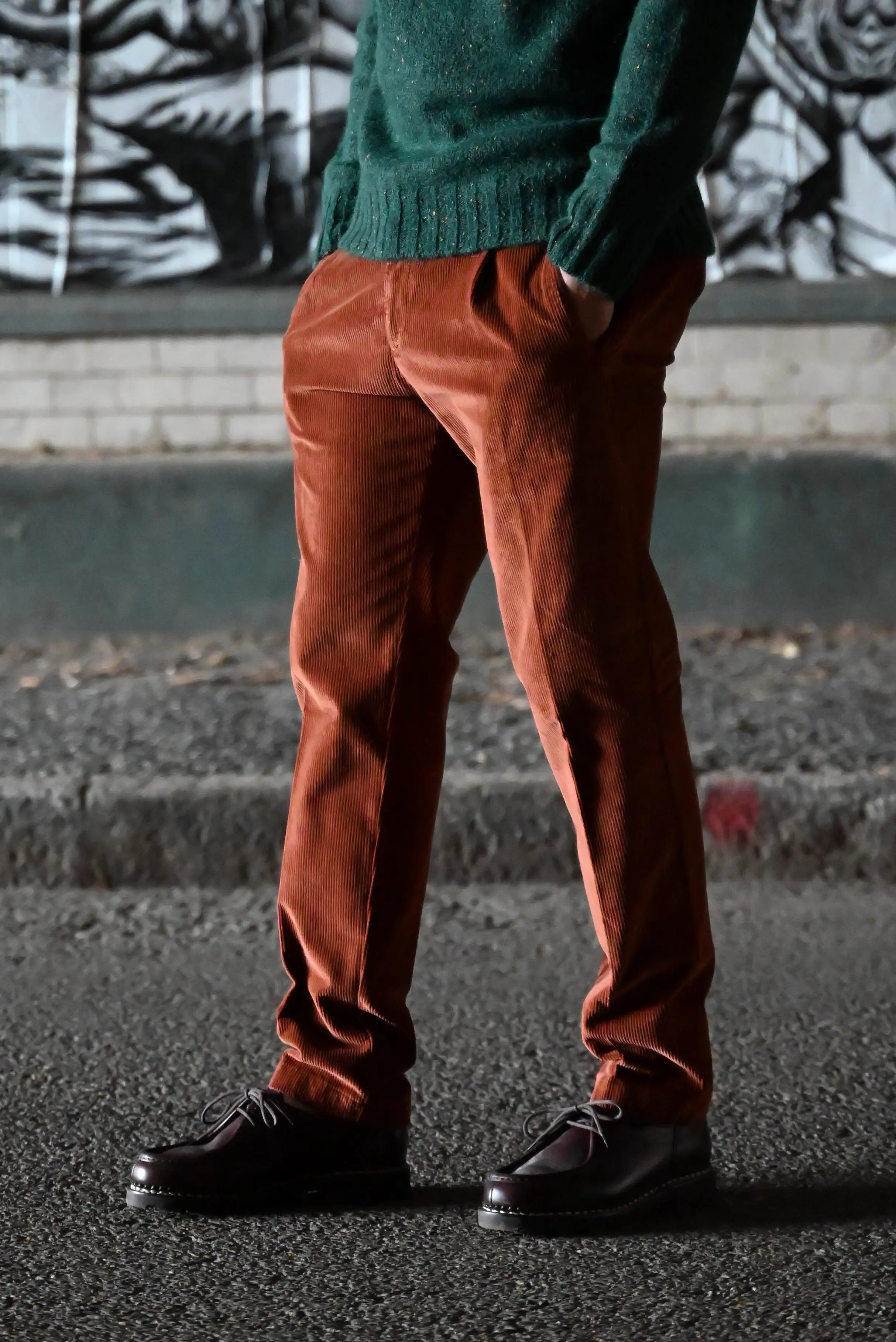 FRESH Corduroy Pleated Chino Pants In Copper