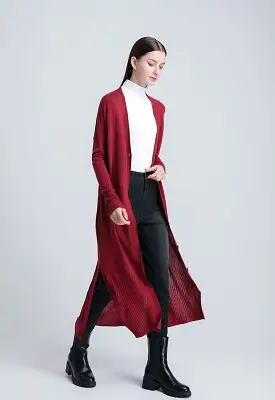 Front Open Long Solid Knit Outerwear