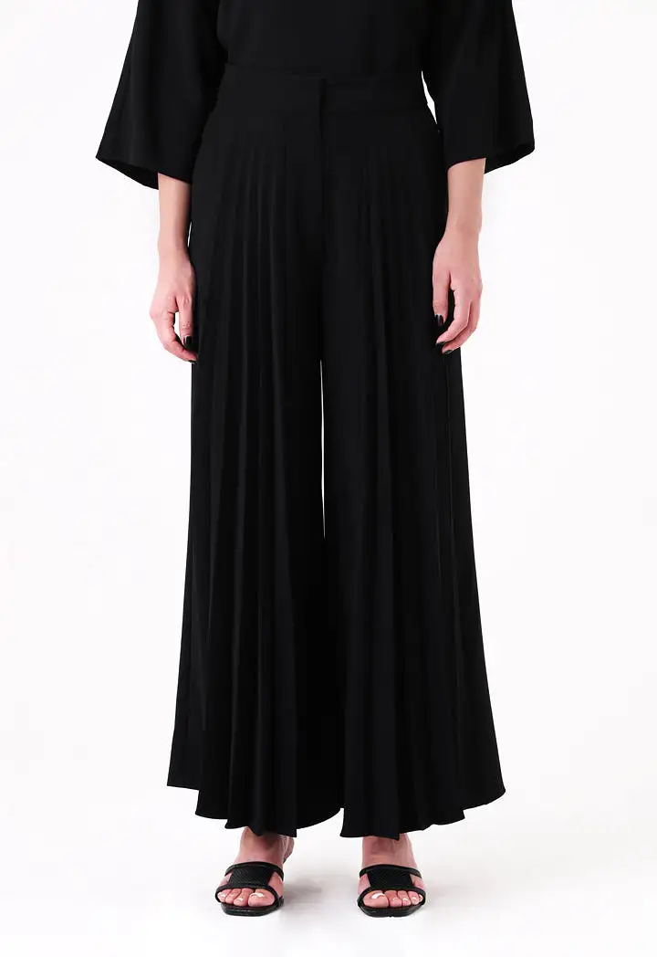 Front Pleated Wide Leg Trouser