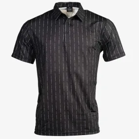 Fuck Bogeys Pin Stripe Cool Tech Performance Golf Polo (Black)