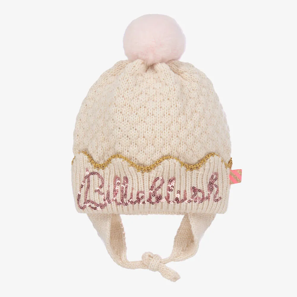 Girls Ivory Pom-Pom Hat