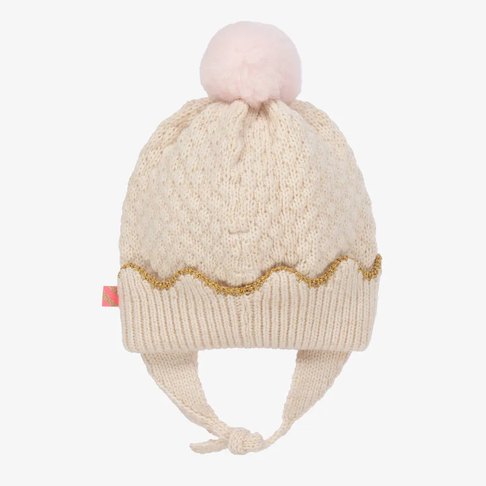 Girls Ivory Pom-Pom Hat