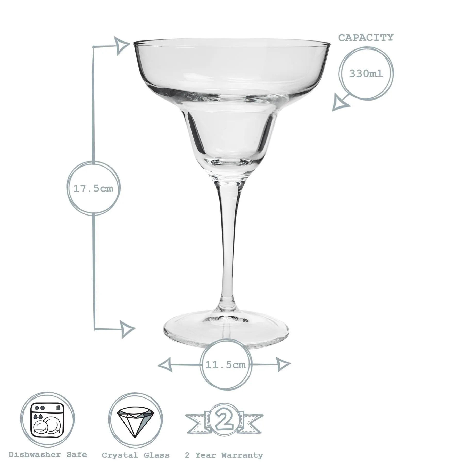 Glassware | Ypsilon Margarita Glasses - 330ml - Pack of 12 | Bormioli Rocco