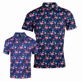 Golf Gods - Father/Son Flowers & Flamingos Cool Tech Performance Polo