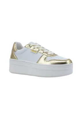 GUESS Sneaker Basket Ox Donna White Gold FL8LFELEA12