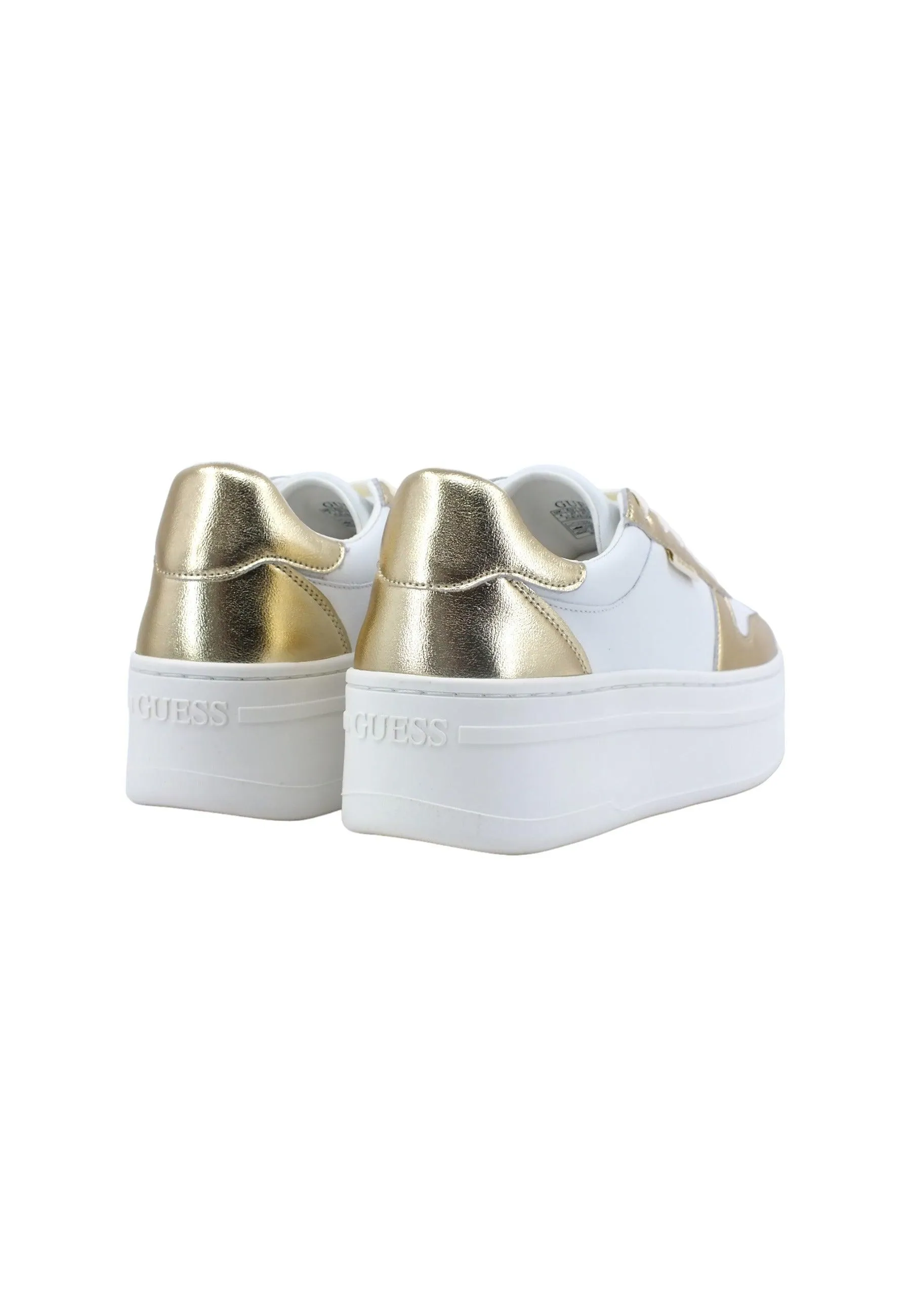 GUESS Sneaker Basket Ox Donna White Gold FL8LFELEA12