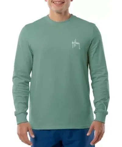 Guy Harvey Men's Mahi Palms Long Sleeve Graphic T-Shirt