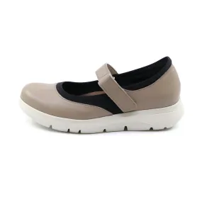 Himari Moca Beige Soft Walking Sneaker Strap Flats