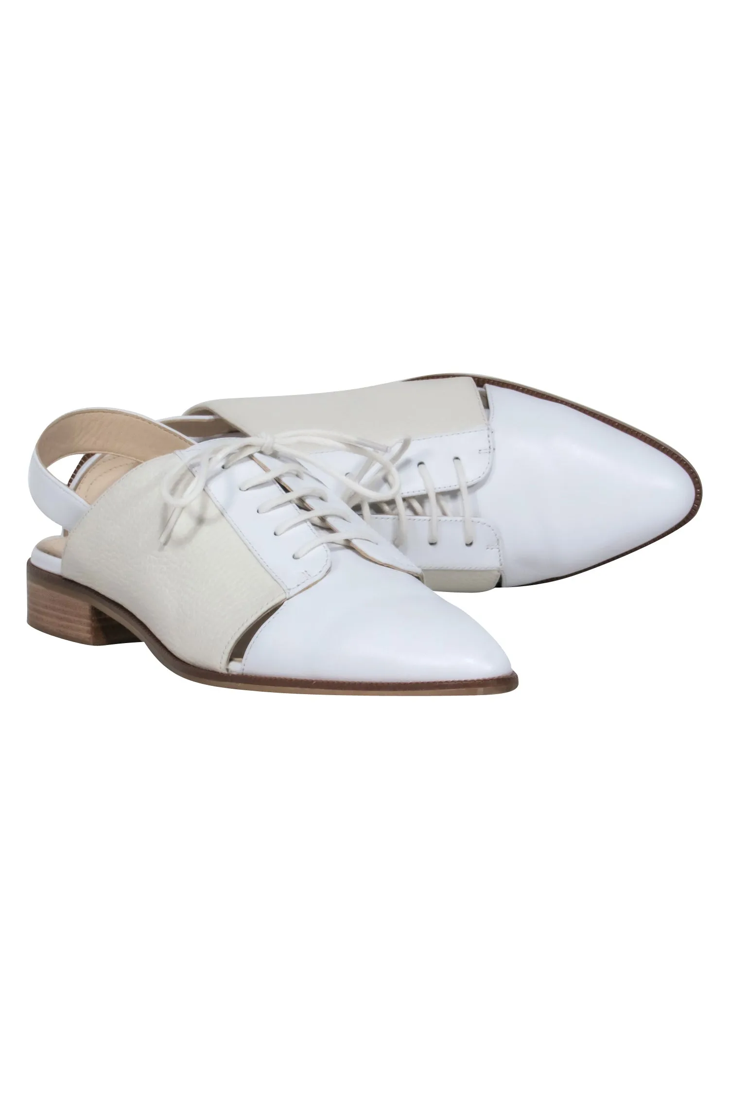 Jil Sander - Ivory & White Leather Slingback Oxfords Sz 9