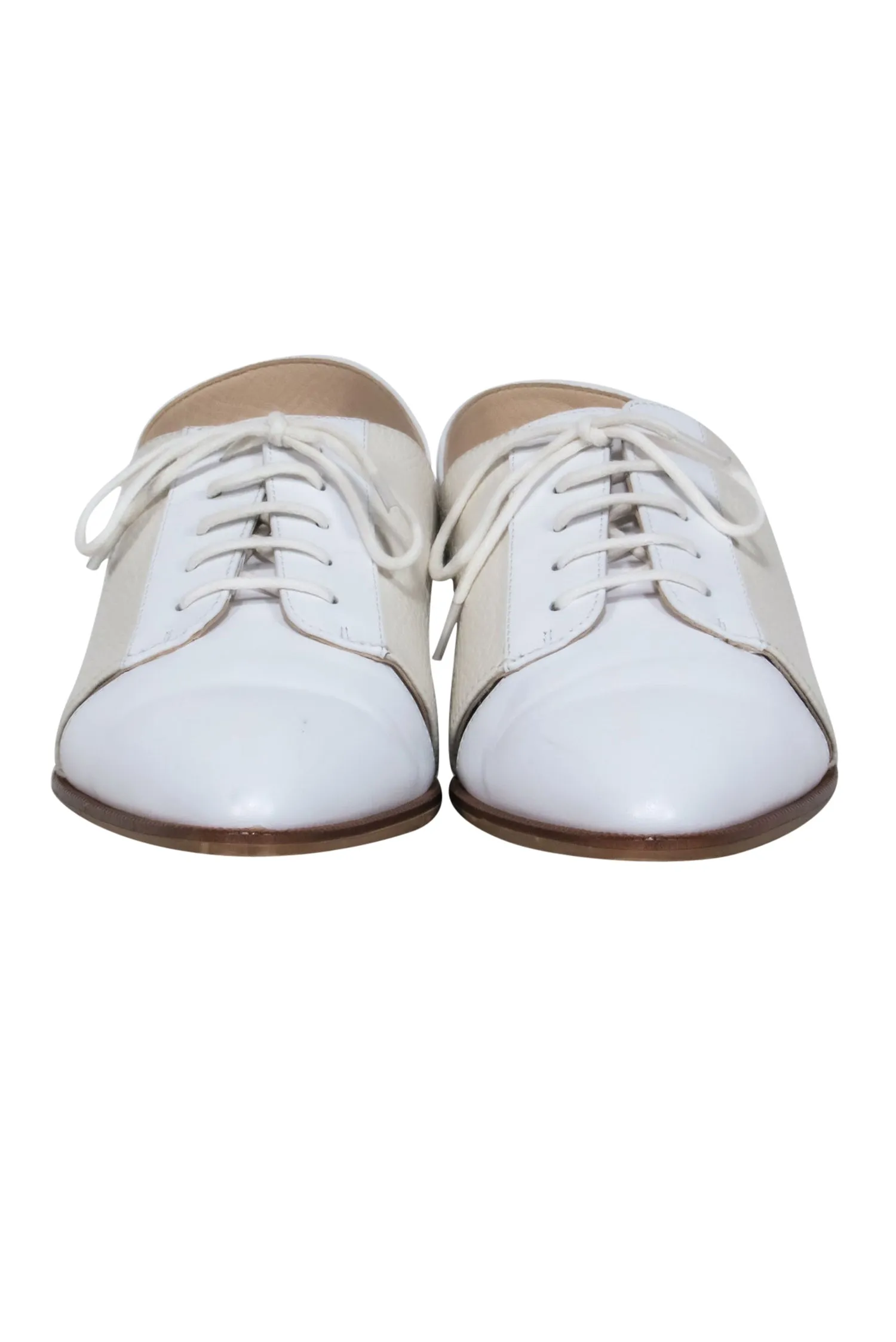 Jil Sander - Ivory & White Leather Slingback Oxfords Sz 9