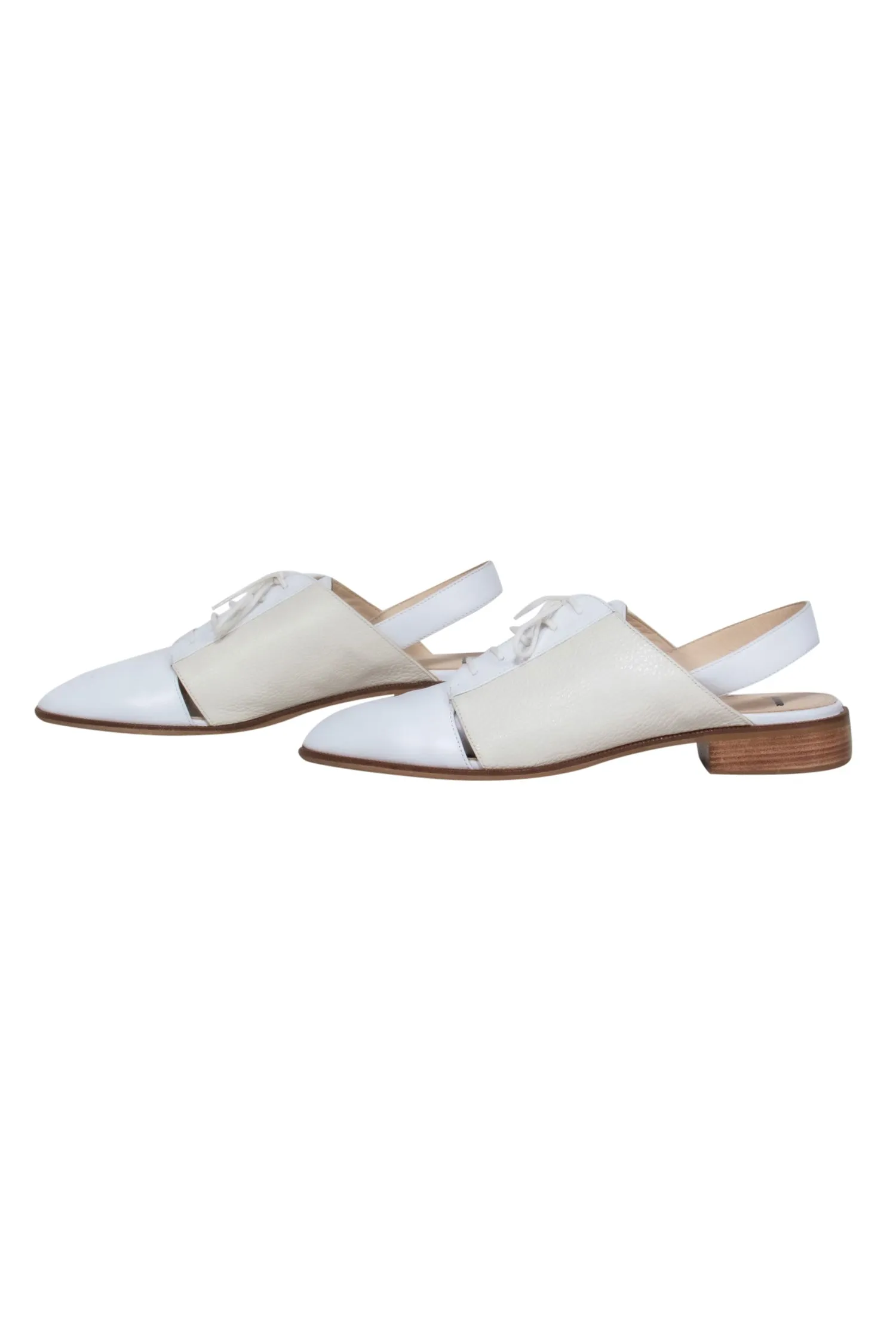 Jil Sander - Ivory & White Leather Slingback Oxfords Sz 9