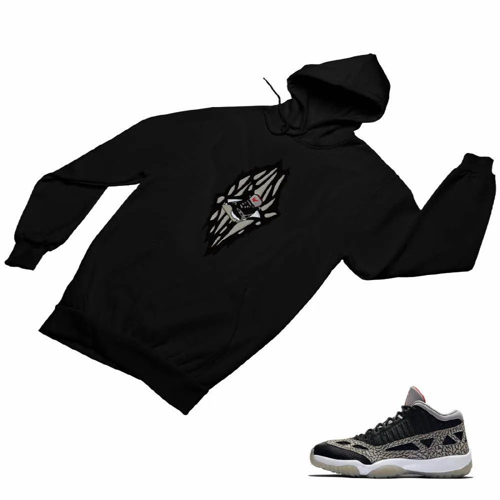 Jordan 11 Black Cement Matching Custom Designed HoodiesJD 11-5-8-5