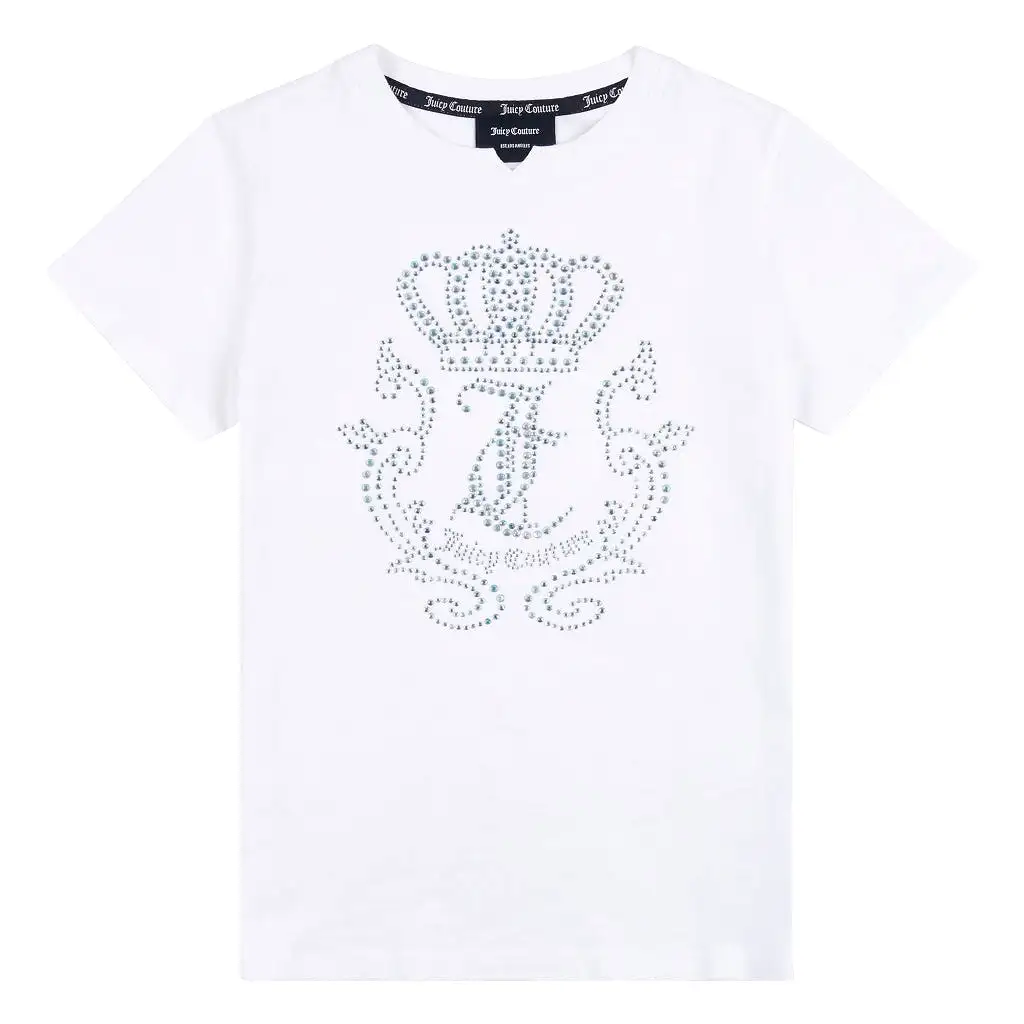 Juicy Couture Black Label Diamante Crown T-Shirt Junior