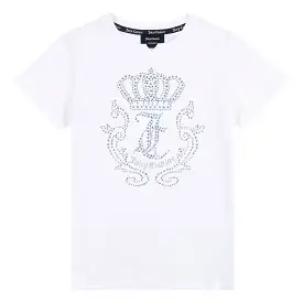 Juicy Couture Black Label Diamante Crown T-Shirt Junior