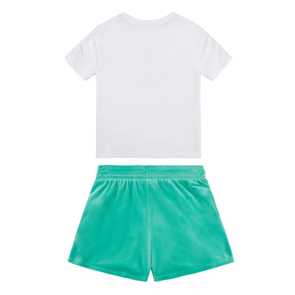 Juicy Couture Diamante Ruched Tee/Short Set Junior