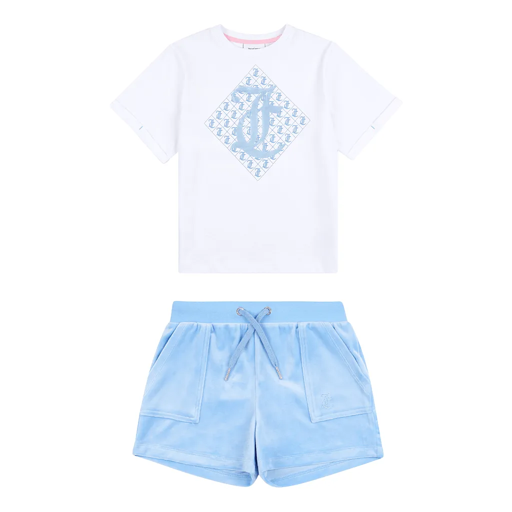 Juicy Couture Diamond Velour Tee/Short Set Junior