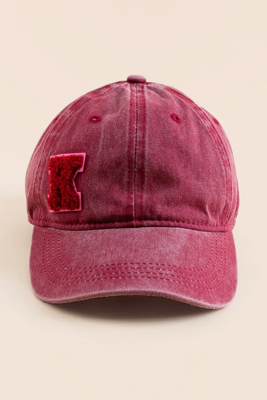 K Initial Soft Patch Baseball Hat