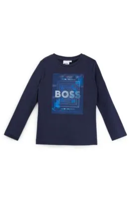 Kids' slim-fit long-sleeved T-shirt with hologram print