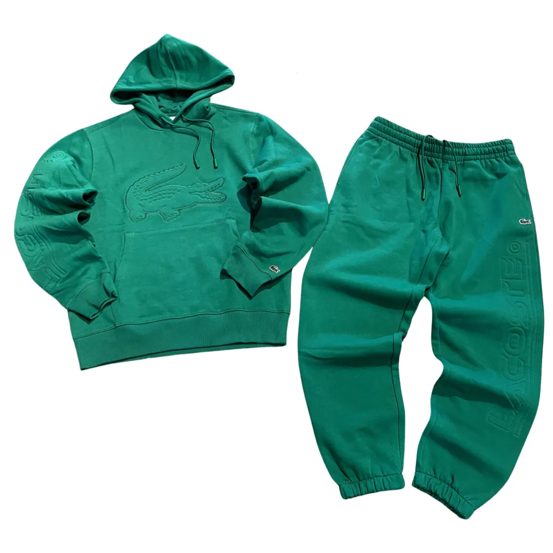 LACOSTE REGULAR FIT   XL CROC JOGGER HOODIE SWEATSUIT   -Men’s-GREEN CNQ