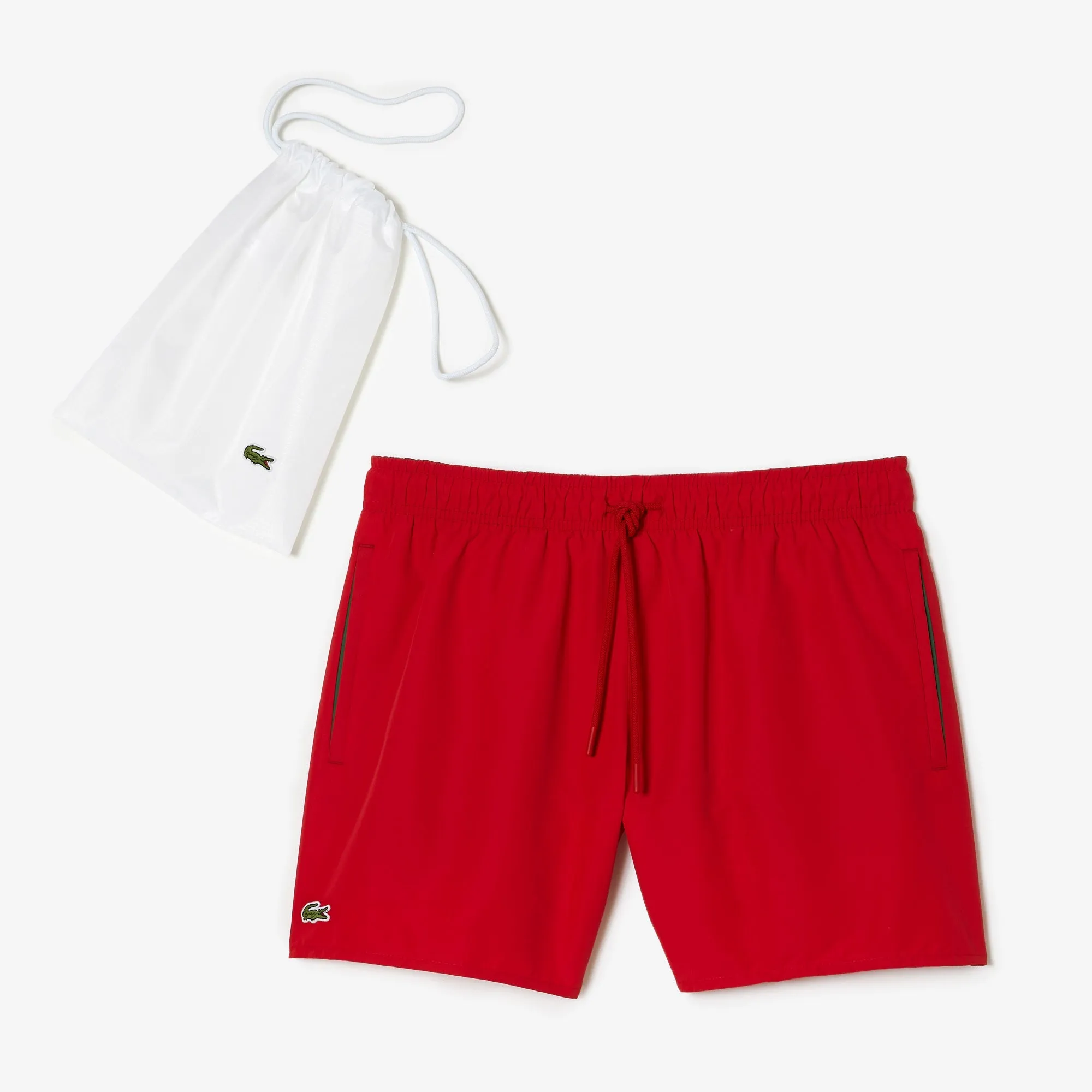 Lacoste Short de bain rouge léger à séchage rapide