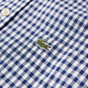 Lacoste Short Sleeve Gingham ShirtNavy & White