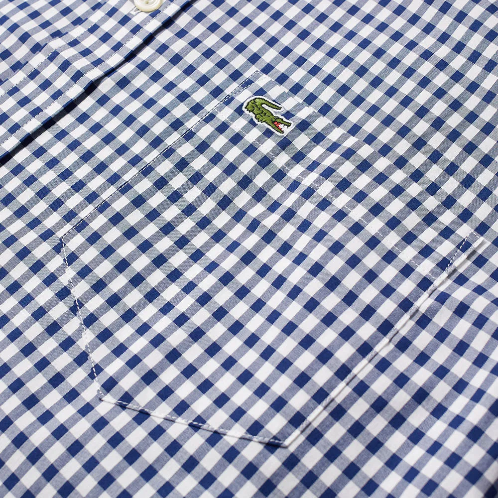 Lacoste Short Sleeve Gingham ShirtNavy & White