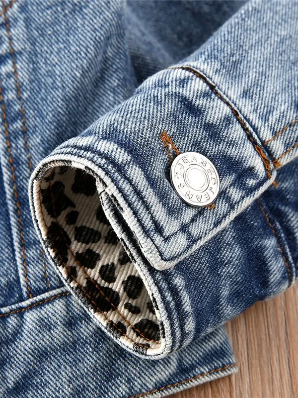 Leopard Lapel Denim Jacket