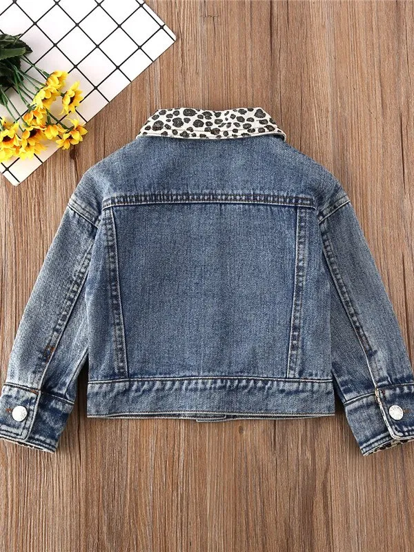 Leopard Lapel Denim Jacket