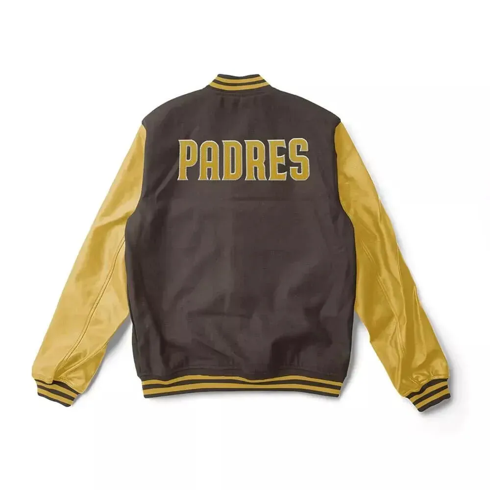 Letterman San Diego Padres Brown and Yellow Varsity Jacket