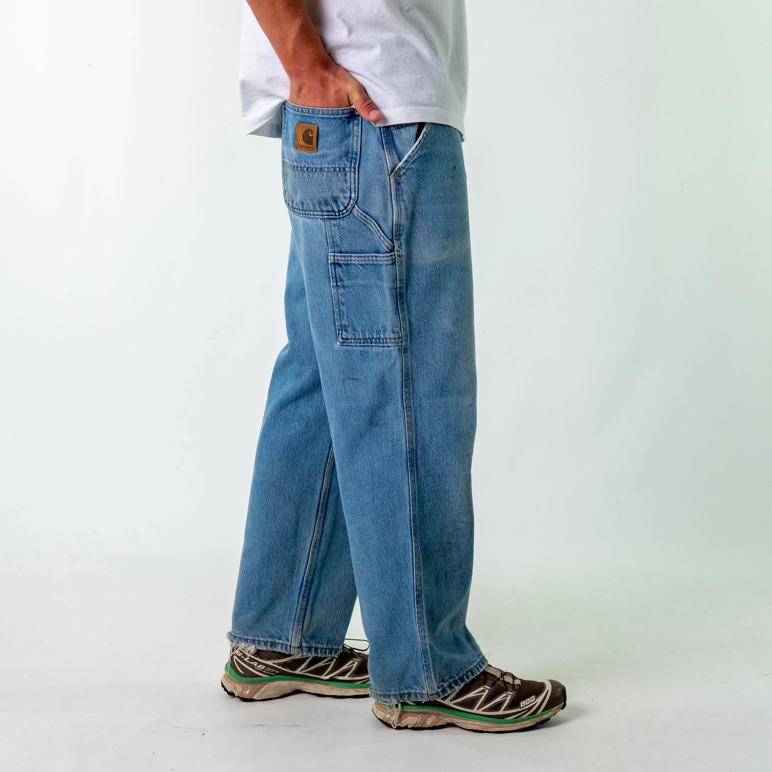 Light Blue 90s Carhartt Denim Carpenter Jeans Baggy Pants (34x30)