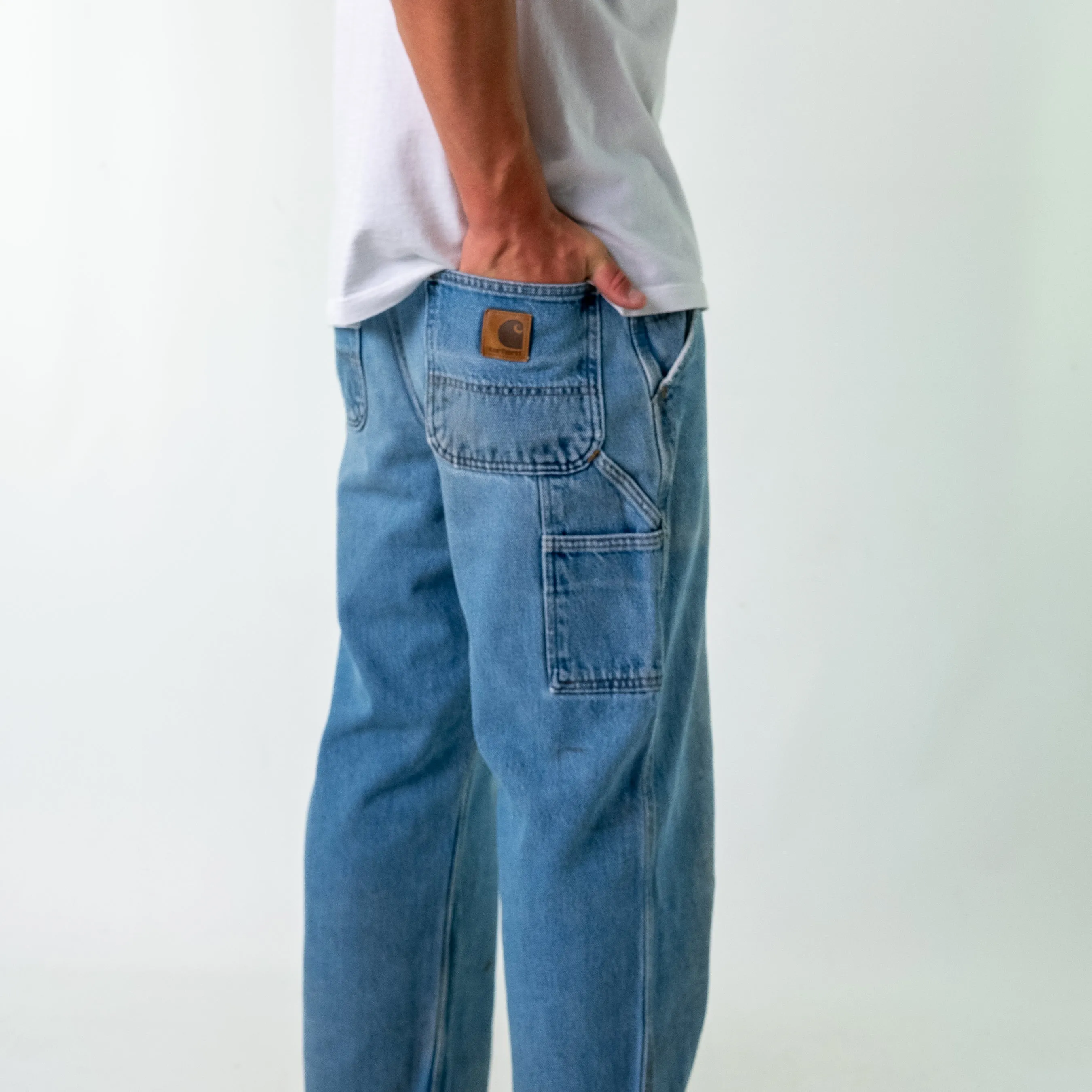 Light Blue 90s Carhartt Denim Carpenter Jeans Baggy Pants (34x30)