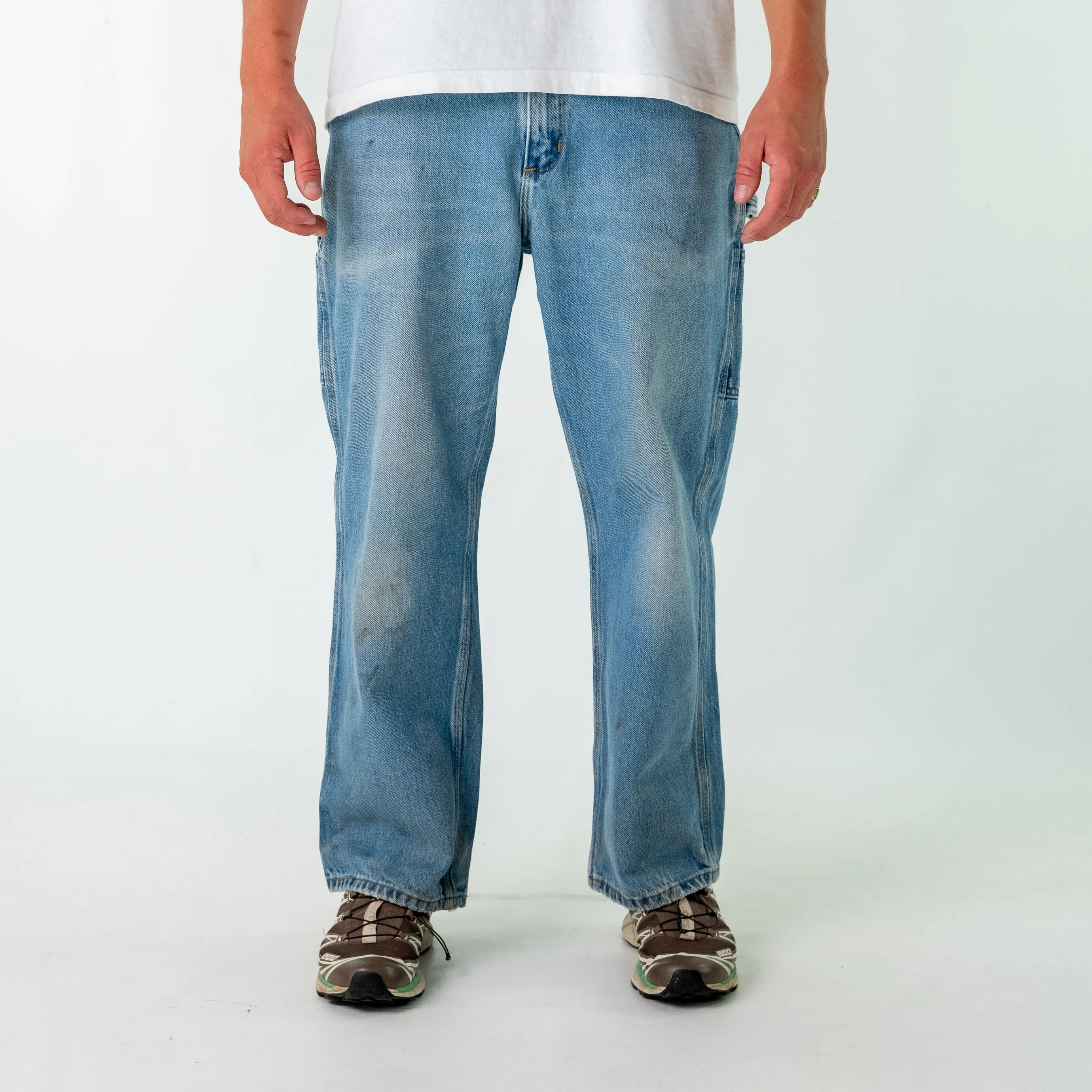 Light Blue 90s Carhartt Denim Carpenter Jeans Baggy Pants (34x30)