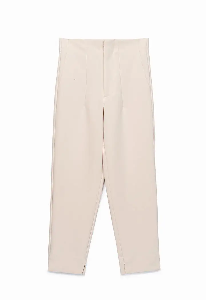 Long Solid Trouser With Faux Pocket