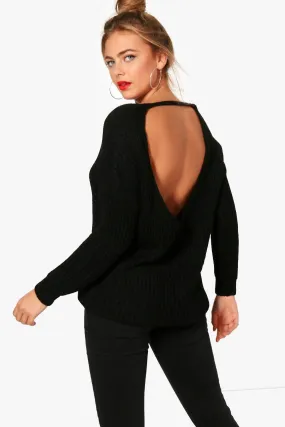 Low V Back Knitted Sweater