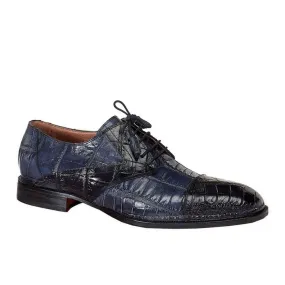 Mauri 1052 Men's Handmade Pantheon Alligator Hand-Painted Blue Oxfords (MA3002)