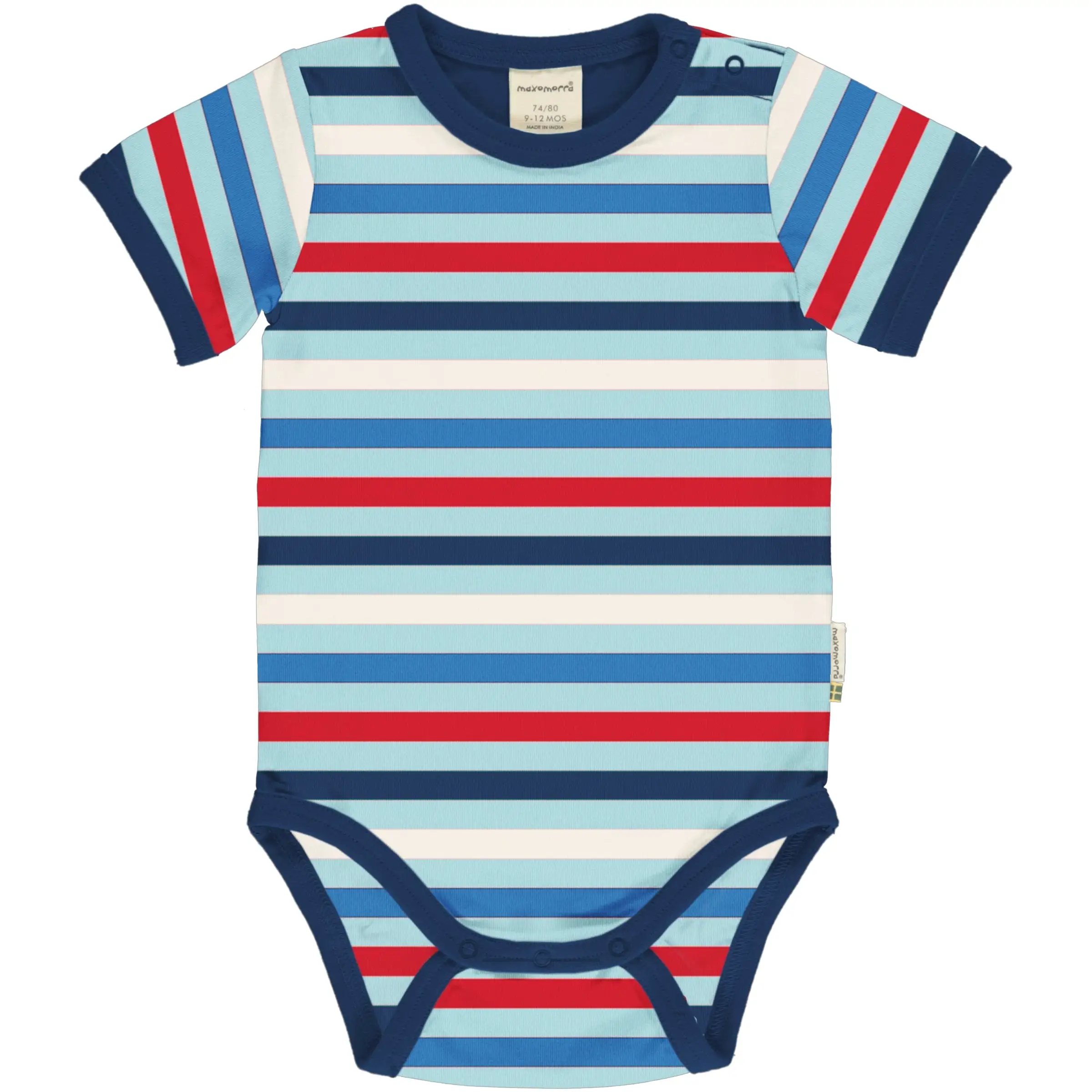 Maxomorra Ice Stripe Short Sleeved Bodysuit