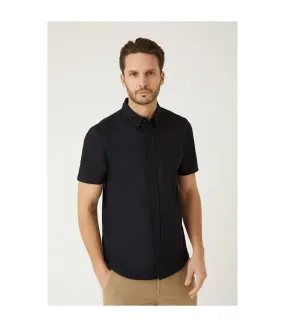 Mens oxford slim short-sleeved shirt black Burton